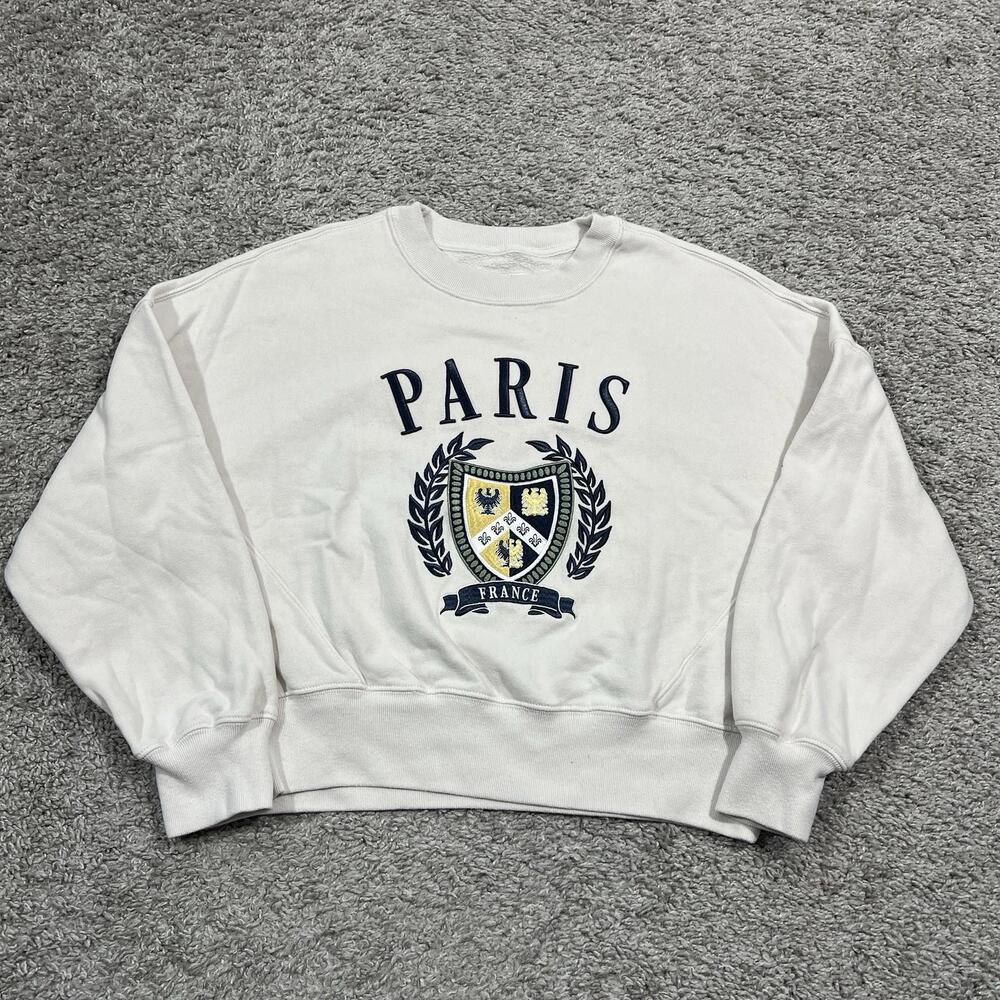 Abercrombie & Fitch White Paris Soft AF Crewneck Sweatshirt
